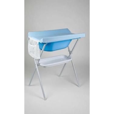 Imagem de Banheira Bebê Com Trocador Suporte Dobrável Azul - Congratulations Sto