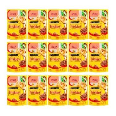Imagem de Kit 15 Ração Úmida para Gatos Friskies Adultos Sabor Carne ao Molho em