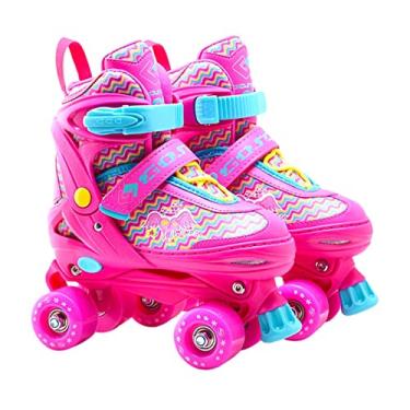 Imagem de Patins para meninas e meninos, 3 tamanhos patins infantis com rodas que acendem para crianças ao ar livre