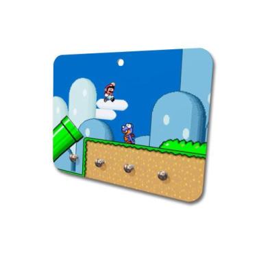 Imagem de Porta Chaves Mdf 4 Pinos Super Mario Nostalgia Fase - Polo Cat