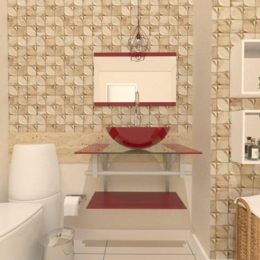 Imagem de Gabinete de Vidro 60cm para Banheiro Estônia Vermelho Cereja 
