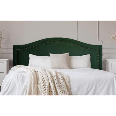 Imagem de Cabeceira Casal Curva 140x60cm Veludo Verde - Tachas Fumê