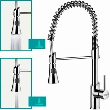 Imagem de Torneira Gourmet Monocomando Fria Quente Cromada 50cm com Spray Pia Bancada Lorben
