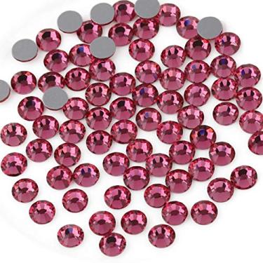 Imagem de Beadsland 1440pcs Strass de cristal de costas lisas joias redondas para arte de unhas e correção de cola artesanal, rosa (SS12 (2,9-3,0 mm))