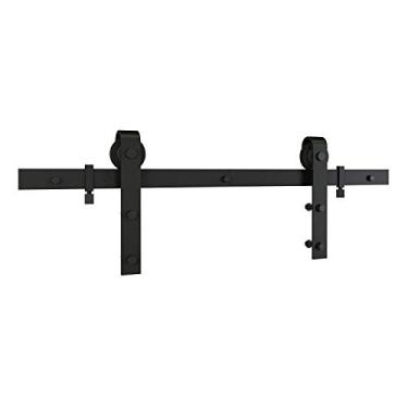 Imagem de National Hardware N700-003 Kit clássico de duas peças para porta de celeiro deslizante, 182,88 cm, preto fosco