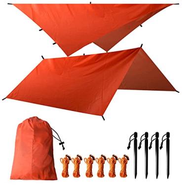 Imagem de Lona de acampamento portátil, rede à prova d'água, cobertura de lona para chuva, abrigo leve de pano para acampamento, mochila e aventura ao ar livre, 3 x 2,4 m