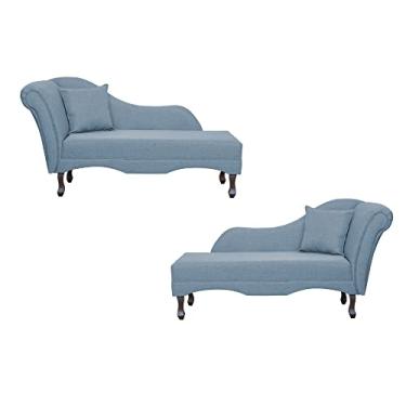 Imagem de Kit 02 Divãs Recamier Namoradeira Olívia Lado Direito e Esquerdo Linho Cores - DS Estofados