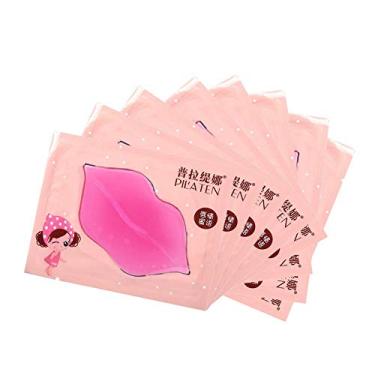 Imagem de Máscara labial de gel de colágeno, 8 peças de cristal rosa colágeno esfoliante de beleza hidratante máscara labial para lábios hidratantes antienvelhecimento antirrugas