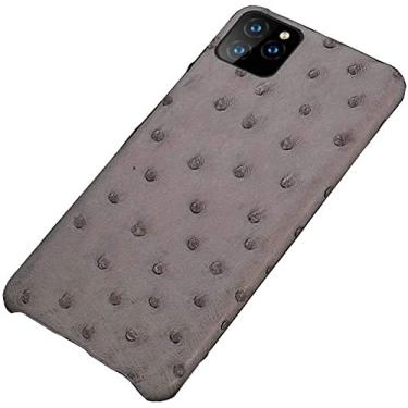 Imagem de HAODEE Capa de telefone de meio pacote de pele de avestruz, à prova de choque, proteção contra arranhões para Apple iPhone 11 Series Case Shell de telefone dissipador de calor (Cor: Cinza, Tamanho: 5,8 polegadas)