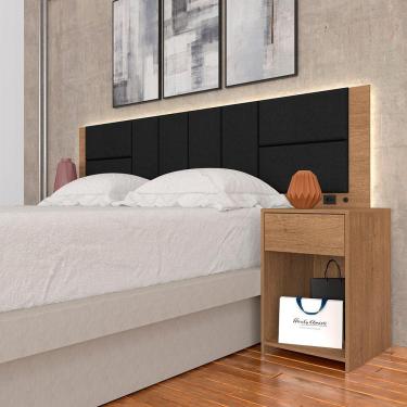 Imagem de Cabeceira Estofada Para Cama Queen Dubai Com Led Car/pre- M. Arapongas