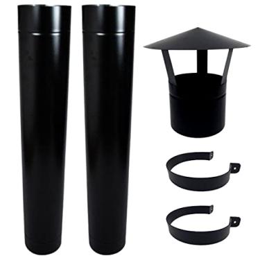 Imagem de Kit 2m Duto 150mm Chapeu Chines Abraçadeiras, Forno Lareiras