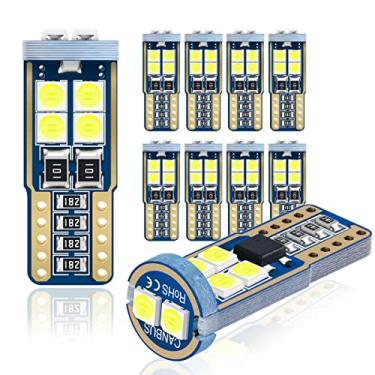 Imagem de DODOFUN T10 Placa de carro branca exterior de substituição mapa de lâmpada porta-malas de carro branco placa de licença LED 168 175 194 2825 W5W tamanho (pacote com 10)