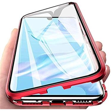 Imagem de Nova capa de telefone de adsorção magnética de metal 360 para Samsung Galaxy S22 Ultra 5G SM-S908B/DS capa HD vidro temperado dupla face para Galaxy S 22 Ultra (vermelho, Galaxy S22 Ultra 5G)