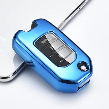 Imagem de CSHU Remoto Car Key Case Cover Chaveiro Ring Key Bag, apto para Honda Civic CR-V HR-V Accord Jade Crider Odyssey 2015-2018, Azul