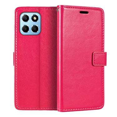 Imagem de Shantime Capa para Huawei Honor X8 5G, capa flip magnética de couro PU premium com suporte para cartão e suporte para Huawei Honor X6 5G (6,5 polegadas) rosa