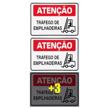 Imagem de Combo 6 Placas De Sinalização Atenção Tráfego De Empilhadeiras 30x20 Acesso - S-226 F9e