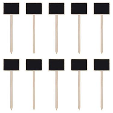 Imagem de HEALLILY 10 peças mini estacas de quadro negro de madeira marcadores de plantas de jardim de berçário etiqueta planta de jardinagem ervas flores vegetais etiquetas sinais