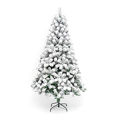 Imagem de CYzpf Árvore de Natal Floco de Neve Branco Flocado Leve e Fácil de Montar Suporte de Metal para Decorações de Hotel Casa de Férias, 150 cm