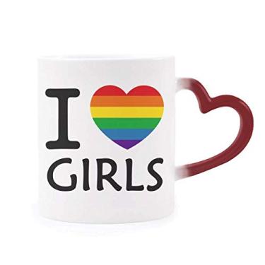 Imagem de Caneca transgênero coração bissexuais LGBT sensível ao calor copo vermelho de grés que muda de cor