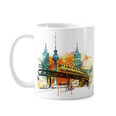 Imagem de Tokyo Japan Rail Train Tower Caneca cerâmica cerâmica café porcelana xícara louça