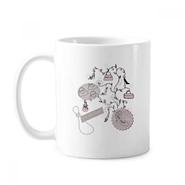 Imagem de Sapatos de salto alto bolsa de flores caneca padrão cerâmica xícara de porcelana café louça