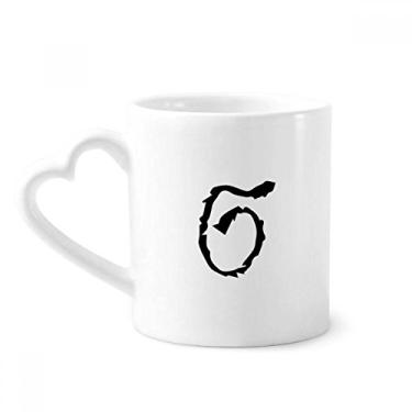 Imagem de Alfabeto grego Sigma silhueta preta caneca café cerâmica copo de coração de vidro
