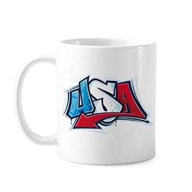 Imagem de Caneca de grafite com palavras estilo americano EUA caneca cerâmica café porcelana xícara louça