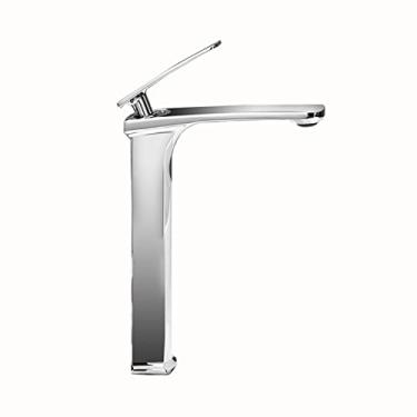 Imagem de LIDON Torneira da pia do banheiro Torneira da pia do banheiro Torneiras de latão de furo único Torneira da bacia Torneira do banheiro Cromo 1 furo Torneira de latão Banheiro para pia, preto B (Cor: Cromo A)