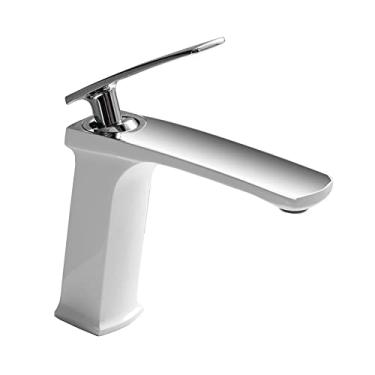 Imagem de LIDON Torneira de banheiro torneira de pia preta banheiro 1 furo torneira da pia do banheiro preto fosco único furo torneira do banheiro torneira do lavatório preta torneira da bacia preta para banheiro, preto A (cor: branco A)