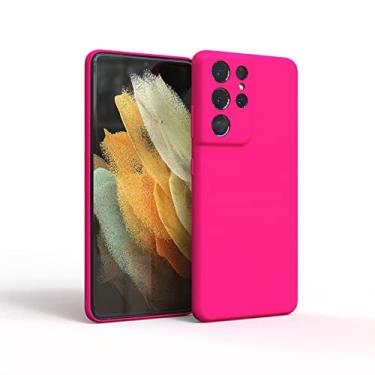 Imagem de Para Samsung Galaxy S21 S21 Plus S21 Ultra S2 1FE S21 S21FE Capa de silicone sedoso Soft-Touch Back Protective, rosa fluorescente, para S21