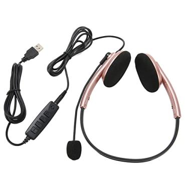 Imagem de Aqur2020 Fone de ouvido para telefone de computador, faixa ajustável multifuncional, leve, fone de ouvido para call center para cursos on-line (USB)