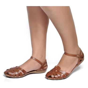 sandalias de couro cru femininas