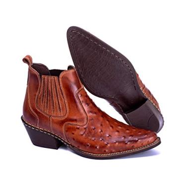 Imagem de Bota botina Country Masculina estampa Avestruz legitimo couro bovino 145 (40, 145pinhao)