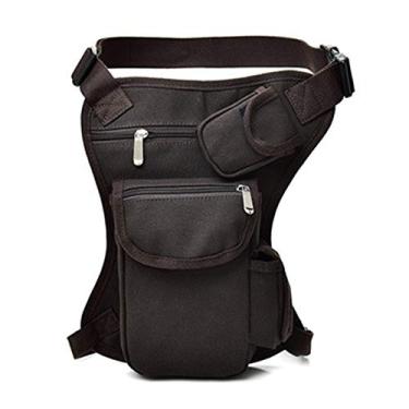 Imagem de Elonglin Bolsa tática masculina de lona para caminhadas de motocicleta acampamento, Café, 32*23*6CM, Macio