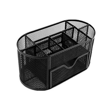 Imagem de Elonglin – Organizador de artigos de mesa de tela, organizador multifuncional de papelaria, porta canetas com gaveta