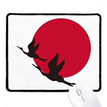 Imagem de Mousepad de gansos voadores vermelho japonês, preto, borda costurada, tapete de borracha para jogos