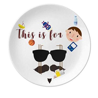 Imagem de Prato geométrico quadrado de porcelana com face empilhada para jantar e homem