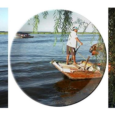 Imagem de Willow Fishman Prato decorativo de porcelana Salver talheres, Prato de jantar