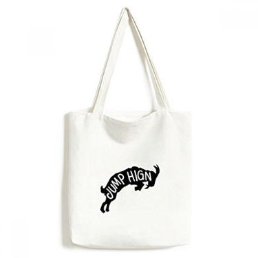 Imagem de Sacola de lona natural preta com desenho de animal de antílope bolsa de compras casual