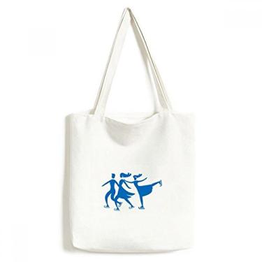 Imagem de Bolsa sacola de lona para esqui de inverno com desenho azul e bolsa de compras casual
