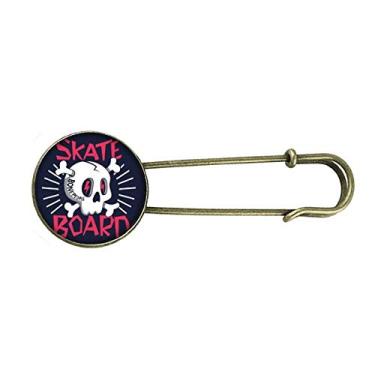 Imagem de Skate Board indiano esqueleto sacrifício Totem retrô metal broche clipe joias