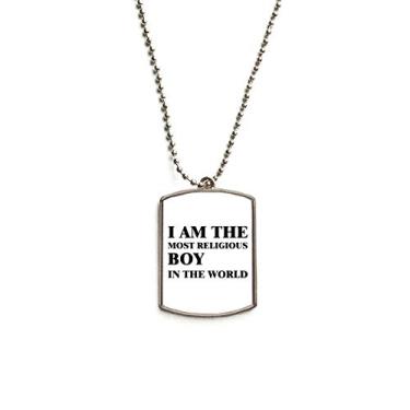Imagem de Colar de aço inoxidável com pingente para cachorro I Am The Religious Boy