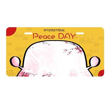 Imagem de DIYthinker Placa de licença com estampa de ilustração Sakura rosa da cultura japonesa, etiqueta para decoração de carro, dia da paz