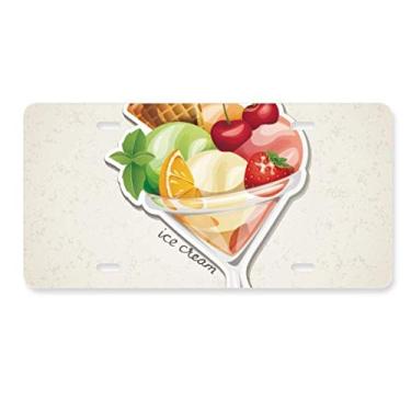Imagem de DIYthinker Laranja cereja morango fruta doce sorvete placa de carro decoração acessório de aço inoxidável