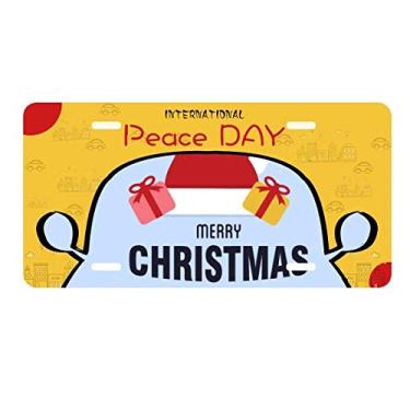 Imagem de DIYthinker Feliz Natal Papai Noel chapéu placa placa etiqueta decoração carro dia da paz