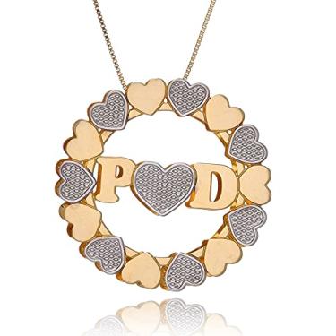 Imagem de Colar Personalizado Mandala com Corações Intercalados e Iniciais