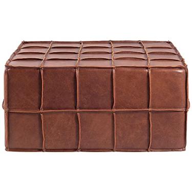 Imagem de Puff Decorativo Mercury 80x80 Couro Mel - Gran Belo