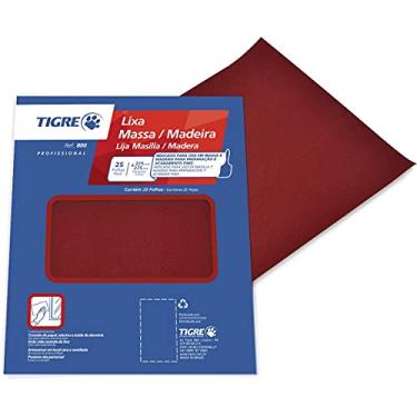 Imagem de Lixa, Tigre, 800, Massa e Madeira, 220, Vermelha, Pacote com 26