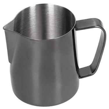 Imagem de Xícara de espuma, jarra de espuma não tóxica, xícara de latte de café, arte de café, para café doméstico (titânio preto, 350 ml)