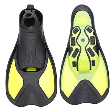 Imagem de LZKW Flippers de snorkel, nadadeiras de natação ecológicas antiderrapante acessório de mergulho preto amarelo para homens adultos para mulheres (preto e amarelo, P)